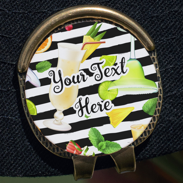 Cocktails Golf Ball Marker Hat Clip - Gold - Close Up