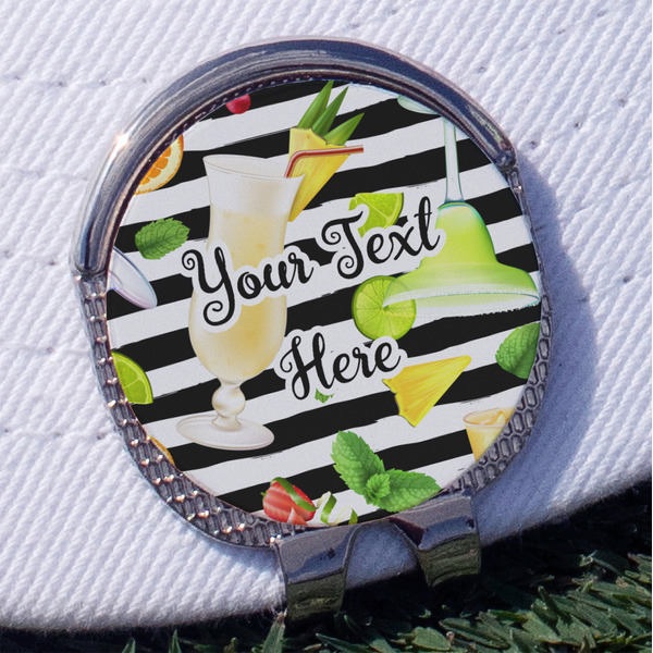 Cocktails Golf Ball Marker Hat Clip - Silver - Front