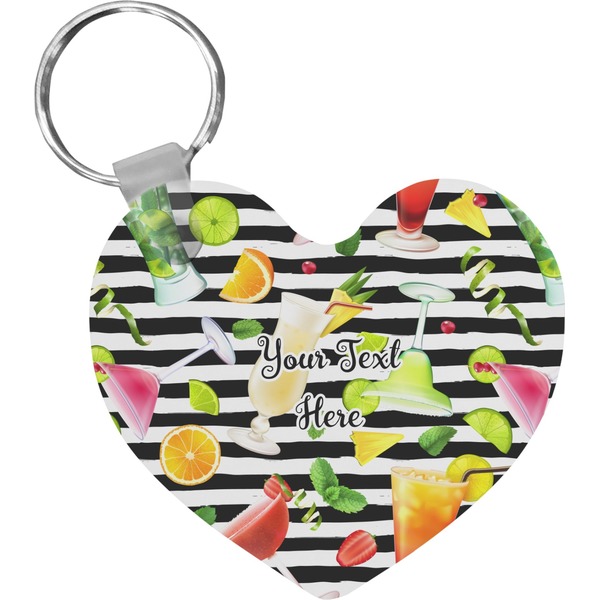 Custom Cocktails Heart Plastic Keychain w/ Name or Text