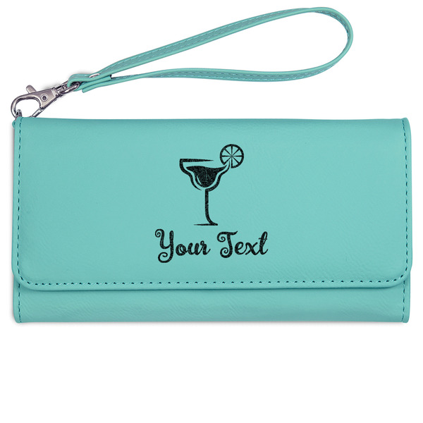 Cocktails Ladies Wallet - Leather - Teal - Front View