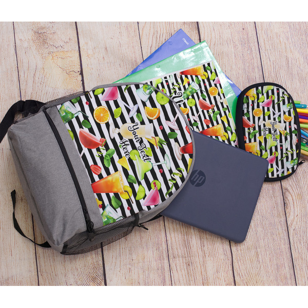 Cocktails Large Backpack - Gray - With Stuff