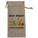 Cocktails Large Burlap Gift Bag - Front