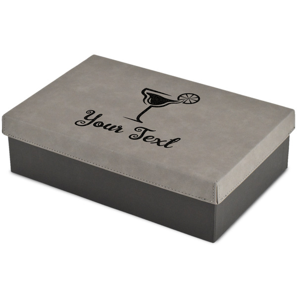 Custom Cocktails Large Gift Box w/ Engraved Leather Lid (Personalized)