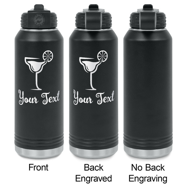 Cocktails Laser Engraved Water Bottles - 2 Styles - Front & Back View