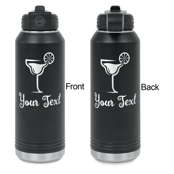 Cocktails Laser Engraved Water Bottles - Front & Back Engraving - Front & Back View