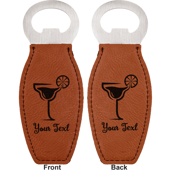Cocktails Leather Bar Bottle Opener - Front and Back
