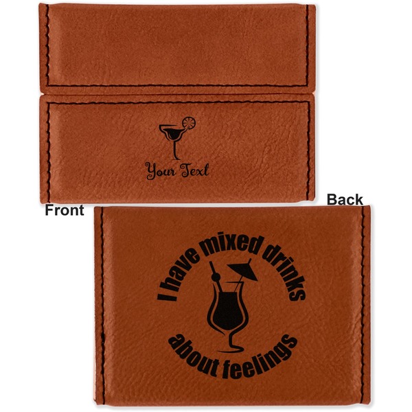 Cocktails Leather Business Card Holder - Front Back