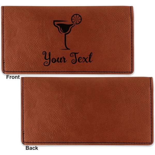 Cocktails Leather Checkbook Holder Front and Back Single Sided - Apvl