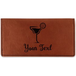 Cocktails Leatherette Checkbook Holder - Double Sided (Personalized)
