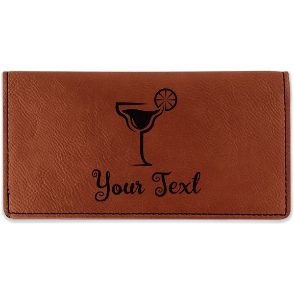 Custom Cocktails Leatherette Checkbook Holder - Double Sided (Personalized)