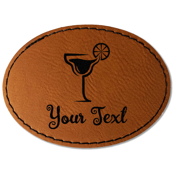 Custom Cocktails Faux Leather Iron On Patch - Oval (Personalized)