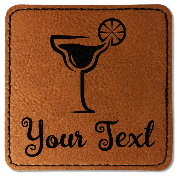 Custom Cocktails Faux Leather Iron On Patch - Square (Personalized)