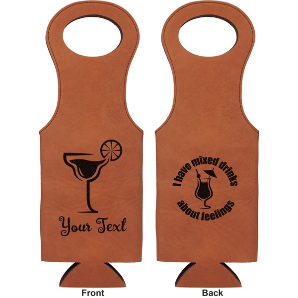 Cocktails Leatherette Wine Tote Double Sided - Front and Back