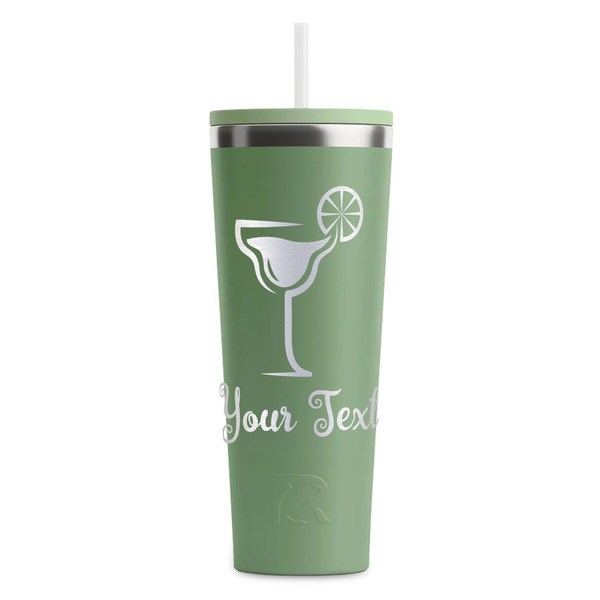 Custom Cocktails RTIC Everyday Tumbler with Straw - 28oz - Light Green - Single-Sided (Personalized)