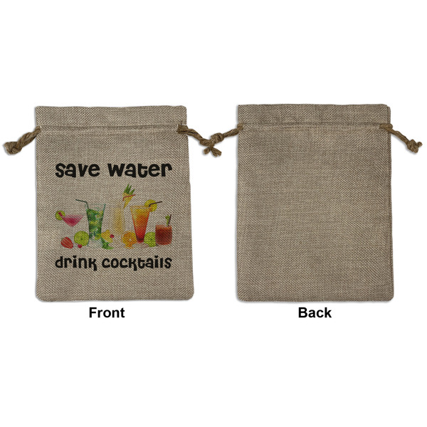 Cocktails Medium Burlap Gift Bag - Front Approval