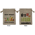 Cocktails Medium Burlap Gift Bag - Front & Back