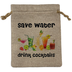 Cocktails Medium Burlap Gift Bag - Front