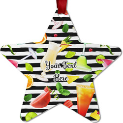 Cocktails Metal Star Ornament - Double Sided w/ Name or Text