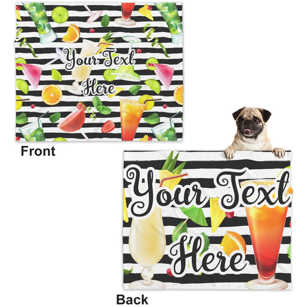 Cocktails Microfleece Dog Blanket - Large- Front & Back