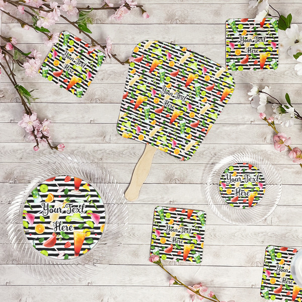 Cocktails Party Supplies Combination Image - All items - Plates, Coasters, Fans