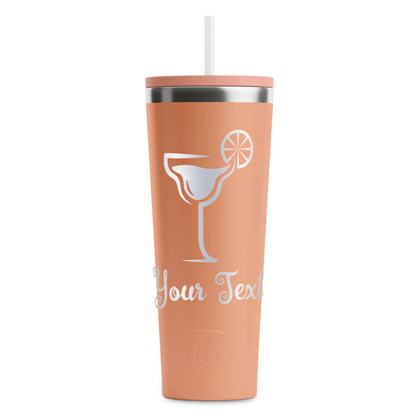 Custom Cocktails RTIC Everyday Tumbler with Straw - 28oz - Peach - Single-Sided (Personalized)