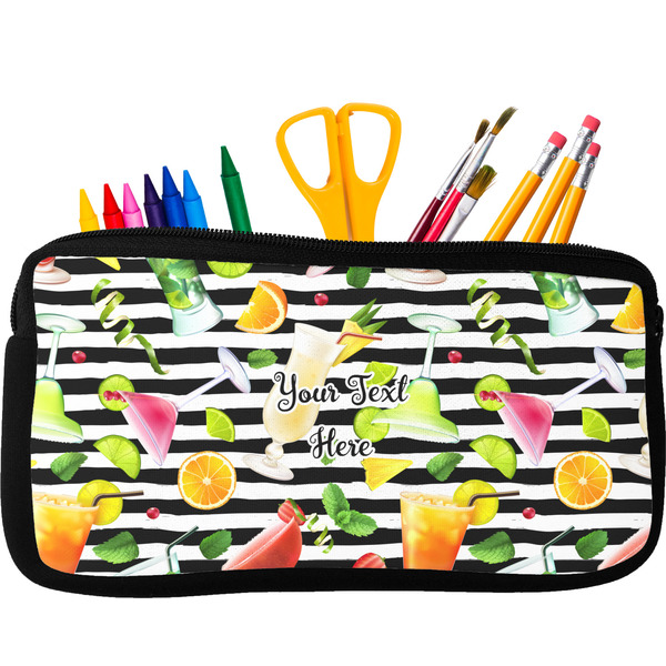 Custom Cocktails Neoprene Pencil Case - Small w/ Name or Text