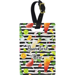 Cocktails Plastic Luggage Tag - Rectangular w/ Name or Text