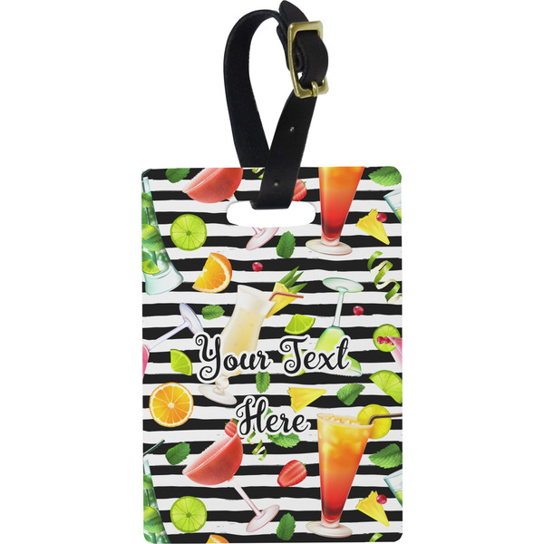 Custom Cocktails Plastic Luggage Tag - Rectangular w/ Name or Text