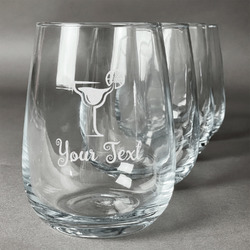 Cocktails Stemless Wine Glasses (Set of 4) (Personalized)