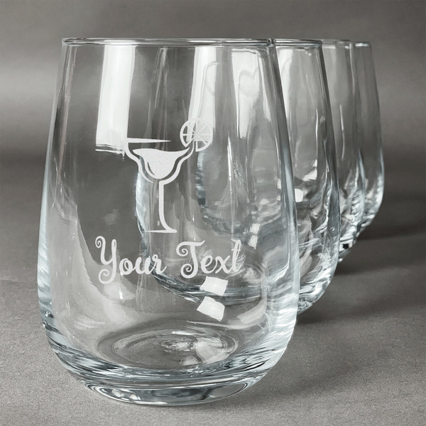 Custom Cocktails Stemless Wine Glasses (Set of 4) (Personalized)