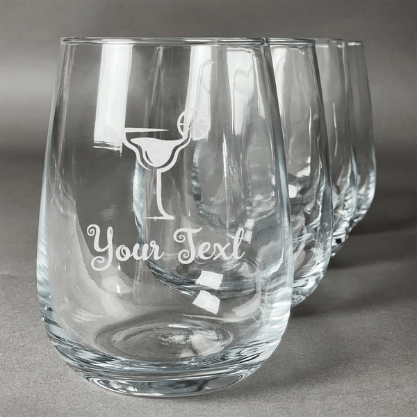 Custom Cocktails Stemless Wine Glasses (Set of 4) (Personalized)