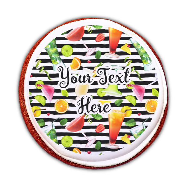 Cocktails Printed Icing Circle - Medium - On Cookie