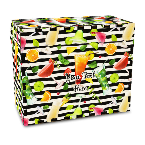 Custom Cocktails Wood Recipe Box - Full Color Print (Personalized)