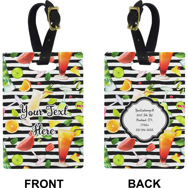 Cocktails Rectangle Luggage Tag (Front + Back)