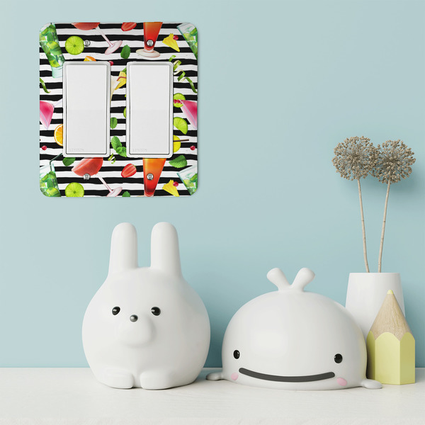 Cocktails Rocker Light Switch Covers - Double - IN CONTEXT