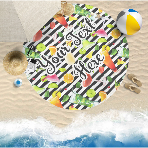 Cocktails Round Beach Towel Lifestyle