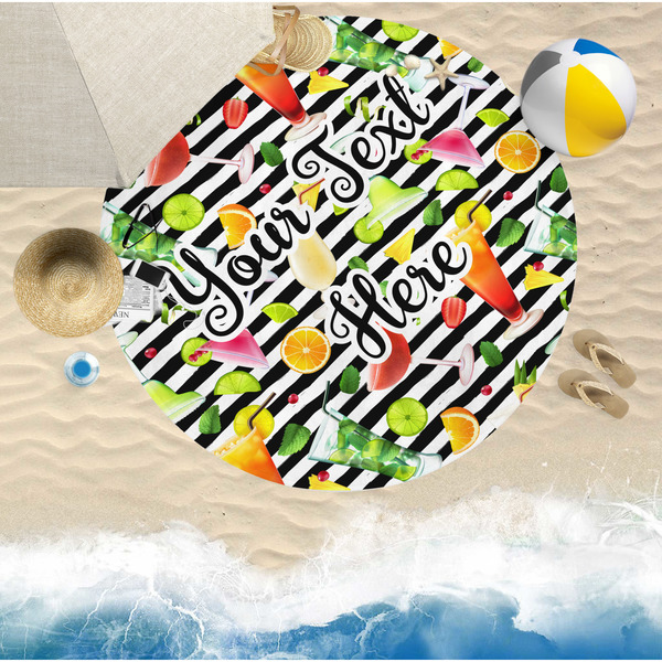 Cocktails Round Beach Towel Lifestyle