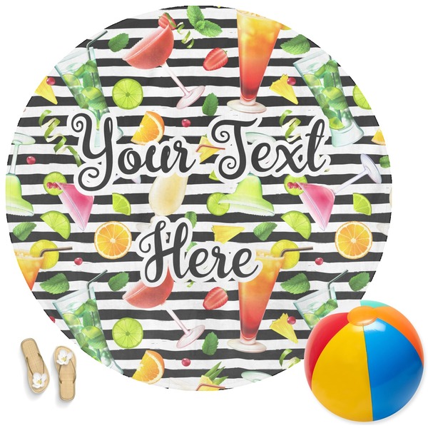 Custom Cocktails Round Beach Towel (Personalized)