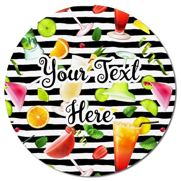 Cocktails Round Fridge Magnet - FRONT