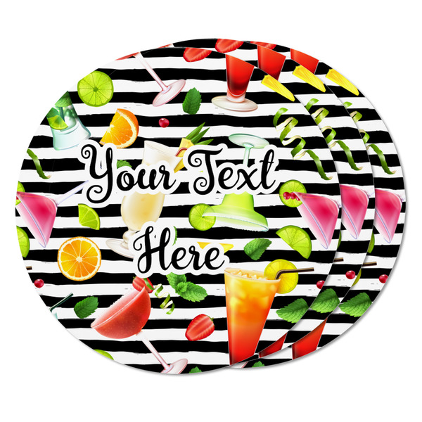 Cocktails Round Fridge Magnet - THREE