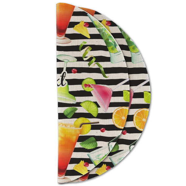 Cocktails Round Linen Placemats - HALF FOLDED (double sided)