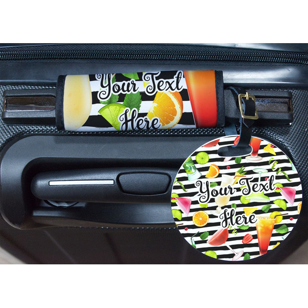 Cocktails Round Luggage Tag & Handle Wrap - In Context