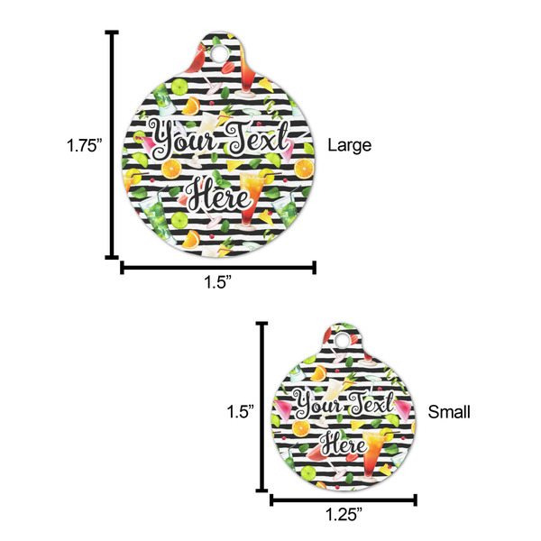 Cocktails Round Pet ID Tag - Large - Comparison Scale