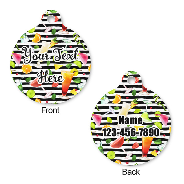 Cocktails Round Pet Tag - Front & Back