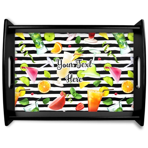 Custom Cocktails Black Wooden Tray - Large (Personalized)