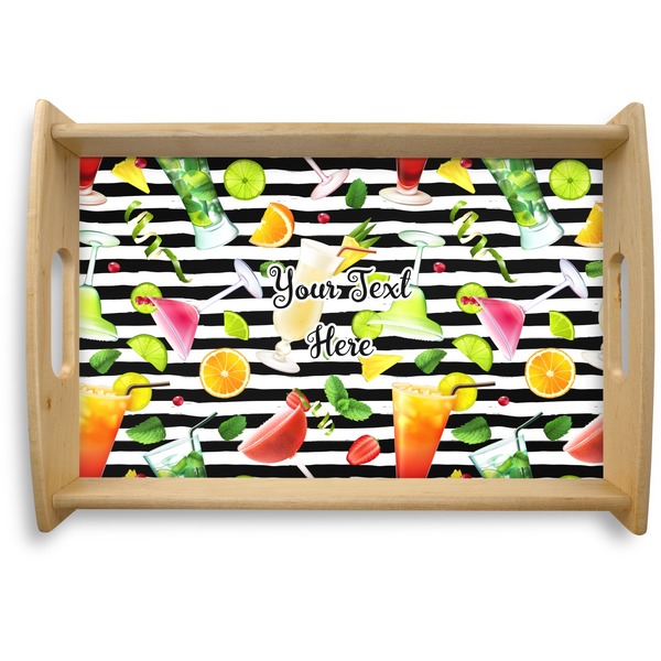 Custom Cocktails Natural Wooden Tray - Small (Personalized)