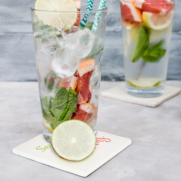 Cocktails Set of 4 Stone Coasters - In Context View