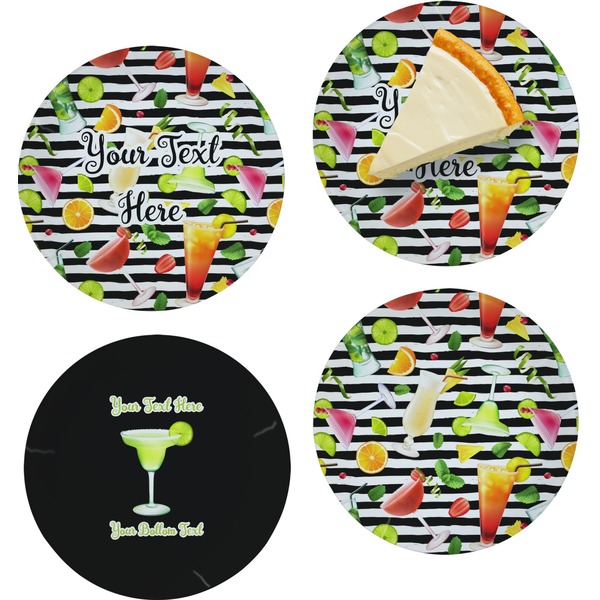 Custom Cocktails Set of 4 Glass Appetizer / Dessert Plate 8" (Personalized)