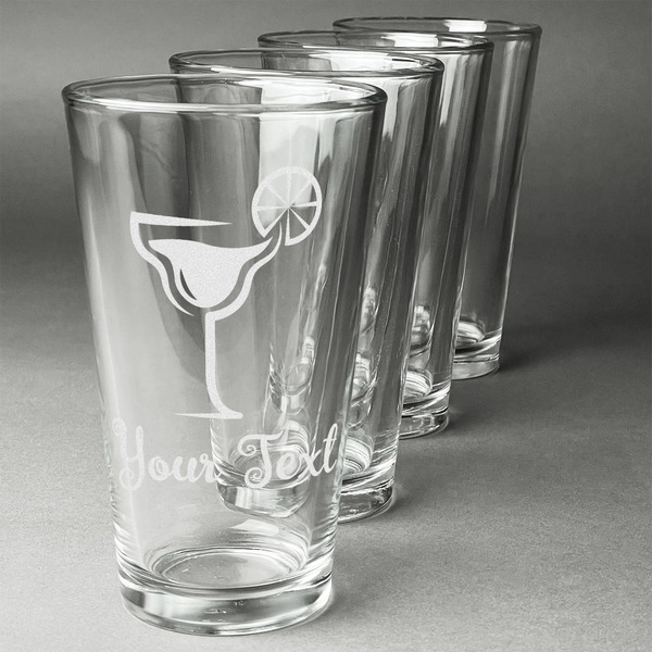 Custom Cocktails Pint Glasses - Engraved (Set of 4) (Personalized)