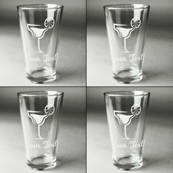 Cocktails Set of Four Engraved Beer Glasses - Individual View